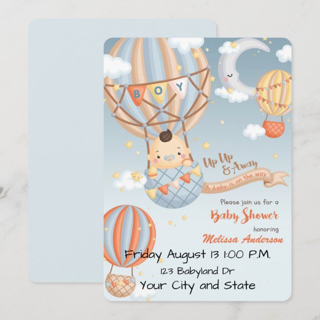 Baby Shower Inbjudan (Fram/baksida)