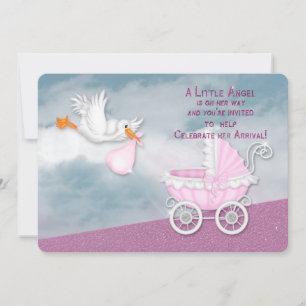 BABY SHOWER-INBJUDAN - ANGEL FRÅN TUNGA INBJUDNINGAR