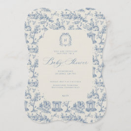 Baby Shower Inbjudan Antik Blommig Toile