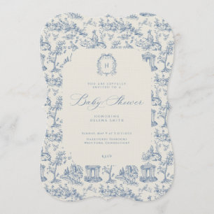 Baby Shower Inbjudan Antik Blommig Toile