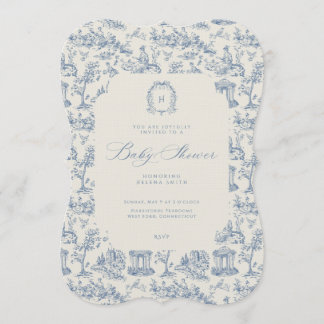 Baby Shower Inbjudan Antik Blommig Toile