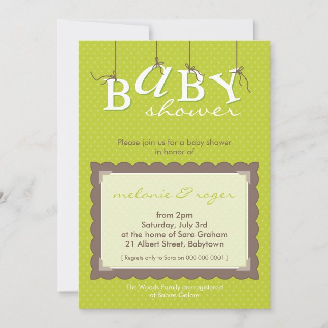 BABY SHOWER INBJUDAN: baby brev 2P Inbjudningar (Framsida)