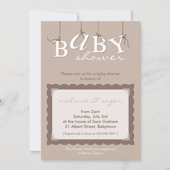 BABY SHOWER INBJUDAN: baby brev 3P Inbjudningar (Framsida)