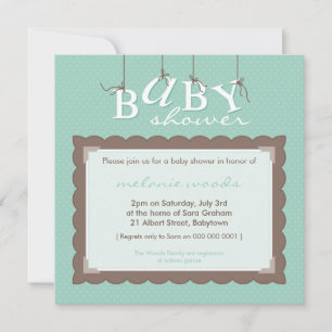 BABY SHOWER INBJUDAN: baby brev 6SQ Inbjudningar
