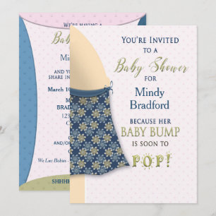 BABY SHOWER-INBJUDAN - BABY BUMP - ROLIGT-HUMOR INBJUDNINGAR