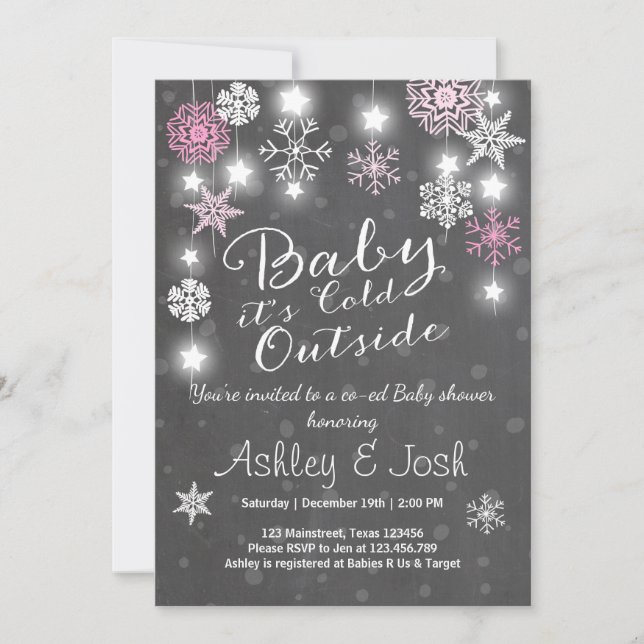 Baby Shower inbjudan Baby, det är kall utanför Gir (Framsida)