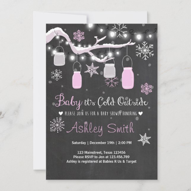 Baby Shower inbjudan Baby, det är kall utanför Gir (Framsida)