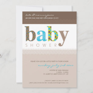 BABY SHOWER INBJUDAN :: baby mönstrade brev 1P