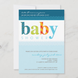 BABY SHOWER INBJUDAN :: baby mönstrade brev 4P