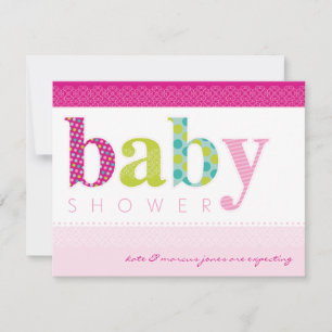 BABY SHOWER INBJUDAN :: baby mönstrat brev 3L