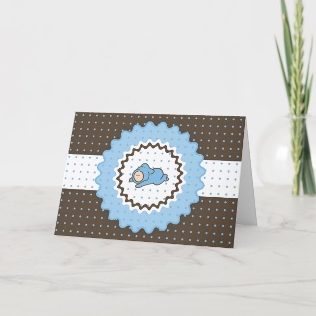 Baby Shower-inbjudan - Blå och brun Inbjudan (Framsida)