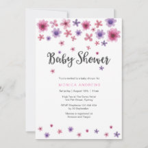 Baby Shower-inbjudan | blommigtar för Rosa av vatt