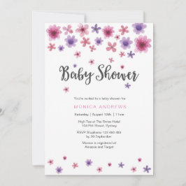 Baby Shower-inbjudan | blommigtar för Rosa av vatt Inbjudningar