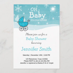 Baby Shower inbjudan Boy Winter kall utanför Blue