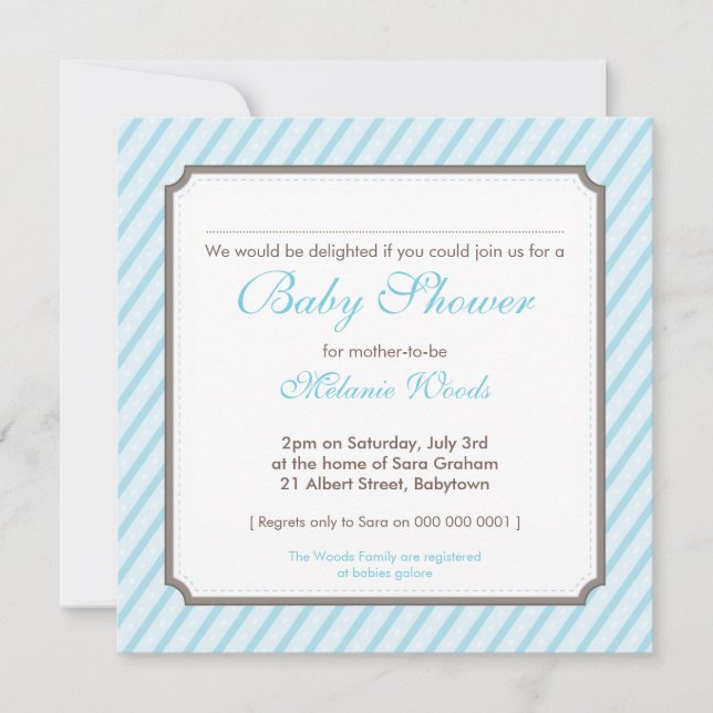 BABY SHOWER INBJUDAN: Candy rand 2SQ Inbjudningar (Framsida)