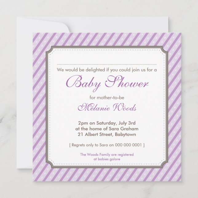 BABY SHOWER INBJUDAN: Candy rand 6SQ Inbjudningar (Framsida)