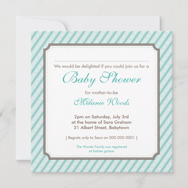 BABY SHOWER INBJUDAN: Candy rand 7SQ Inbjudningar (Framsida)