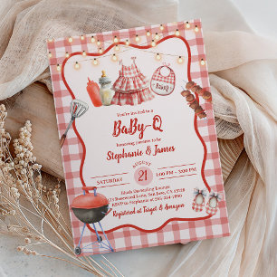 Baby Shower-inbjudan: Coed Grillfest Röd Rutig Inbjudningar