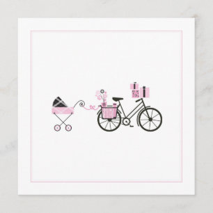 Baby Shower Inbjudan - Cykel och barnvagn