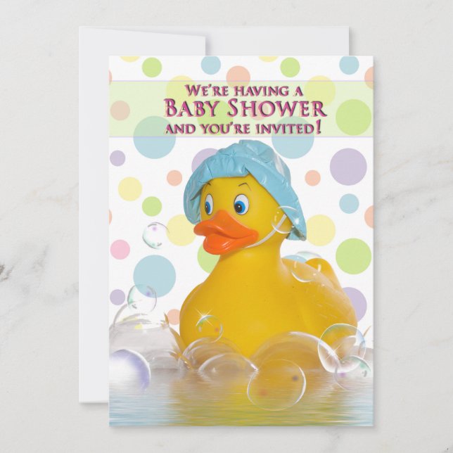 BABY SHOWER-INBJUDAN - DUCKY OCH BUBBLES INBJUDNINGAR (Framsida)