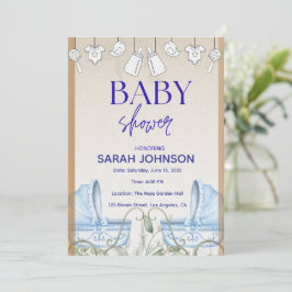 Baby Shower Inbjudan | Elegant Blommig