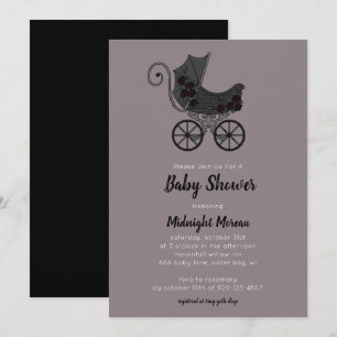 Baby Shower-inbjudan för Barnvagn i gotik Blommigt Inbjudningar