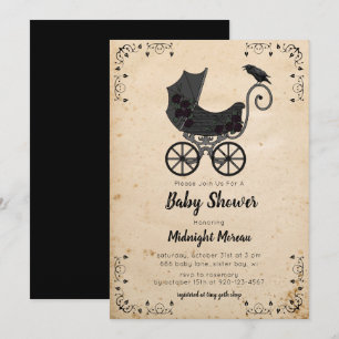 Baby Shower-inbjudan för Barnvagn i gotik Vintage Inbjudningar