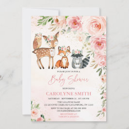 Baby Shower-inbjudan för Blommigt för flickor Wood Inbjudningar