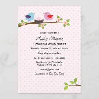 Baby Shower-inbjudan för Fågel Familjen Inbjudningar