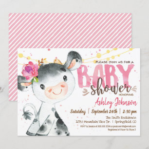 Baby Shower-inbjudan för flicka, Rosa Farm Inbjudningar