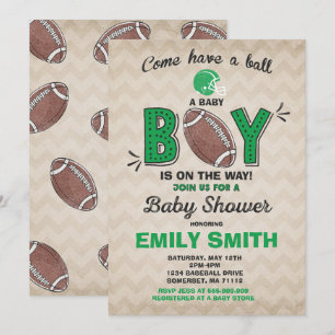Baby Shower-inbjudan för fotbollsbabyskor Inbjudningar