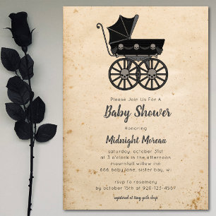 Baby Shower-inbjudan för Gothic Döskallars Barnvag Inbjudningar
