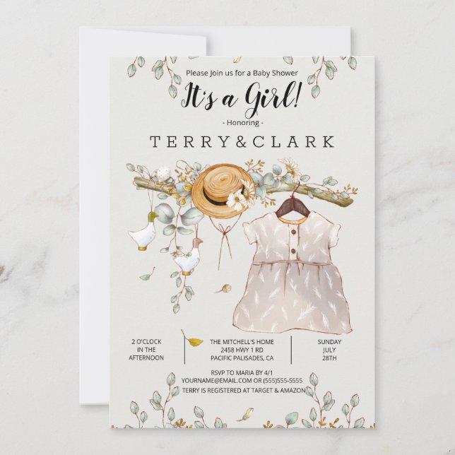 Baby Shower-inbjudan för Land--bondgården för flic Inbjudningar (Framsida)