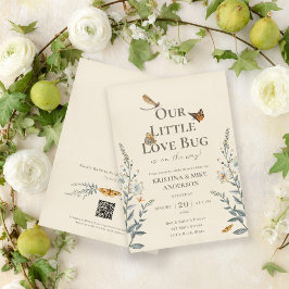 Baby Shower-inbjudan för Little Kärlek Kryp QR-kod Inbjudningar