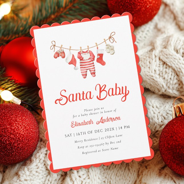 Baby Shower-inbjudan för Santa Baby Inbjudningar (Skapare uppladdad)