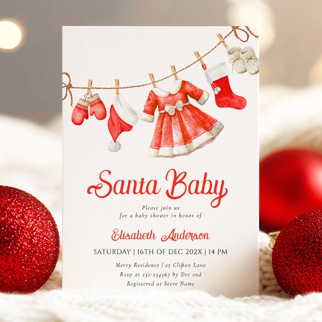 Baby Shower-inbjudan för Santa Flicka Inbjudningar (Skapare uppladdad)