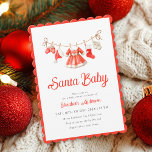 Baby Shower-inbjudan för Santa Flicka Inbjudningar<br><div class="desc">Festive Red Santa inspirerade till en kallelse till clothesline Girl-babydusch i en rik röd färg för att ange tonen för din händelse.</div>