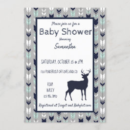 Baby Shower-inbjudan för trädland- Mint/navy/grått Inbjudningar