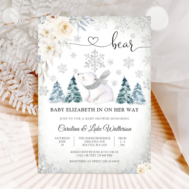 Baby Shower-inbjudan för Vinterbjörn Inbjudningar (Skapare uppladdad)