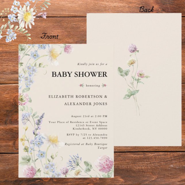 Baby Shower-inbjudan för Wildflower-par Inbjudningar (Skapare uppladdad)