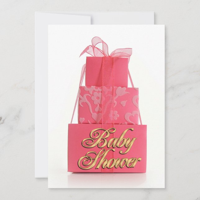 Baby Shower-inbjudan Girl rosa paket Inbjudningar (Framsida)
