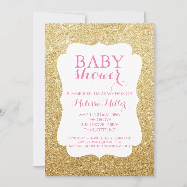 Baby Shower Inbjudan - Glitter (Framsida)