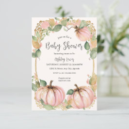 Baby shower-inbjudan höstpumpa rosa pumpa inbjudningar