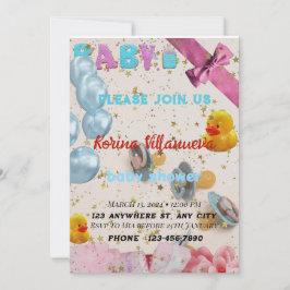 Baby Shower-inbjudan i klara färger Meddelande