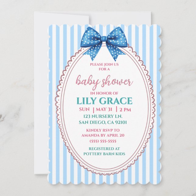 Baby Shower Inbjudan I Preppy Pastellbåge (Framsida)