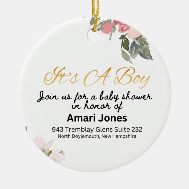 Baby Shower-inbjudan Julgransprydnad Keramik (Framsidan)