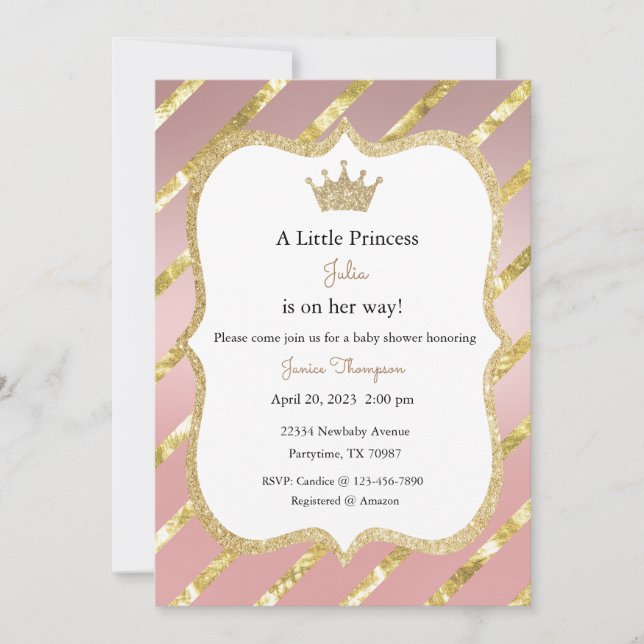 Baby Shower-inbjudan, lilla prinsessan på hennes s Inbjudningar (Framsida)