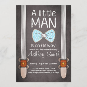 Baby Shower inbjudan Lille Man Bow tie Blå brun