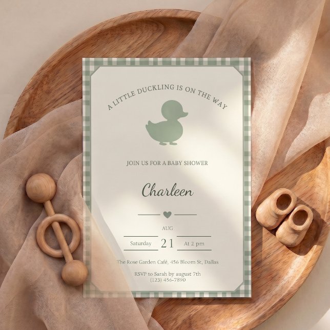 Baby Shower Inbjudan Liten Anka På Väg (Baby Shower Invitation Little Duckling On The Way)
