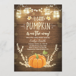Baby Shower inbjudan Little Pumpkin Fall wood Rust